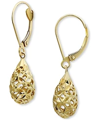 Filigree Leverback Drop Earrings in 10k Gold