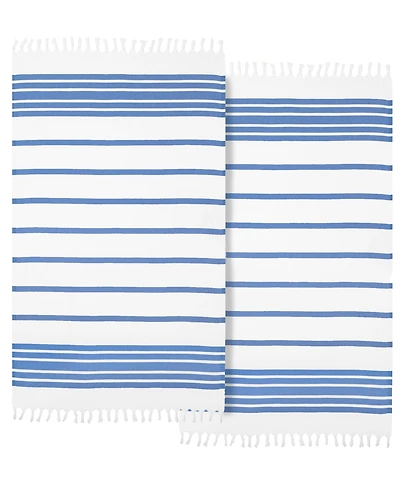 Linum Home Herringbone Pestemal 100% Turkish Cotton 2-Pack Beach Towels