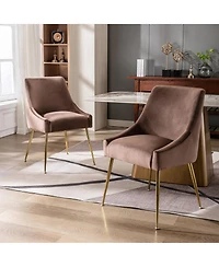 Upholstered Performance Velvet Accent Chair With Metal Leg (Set of 2)