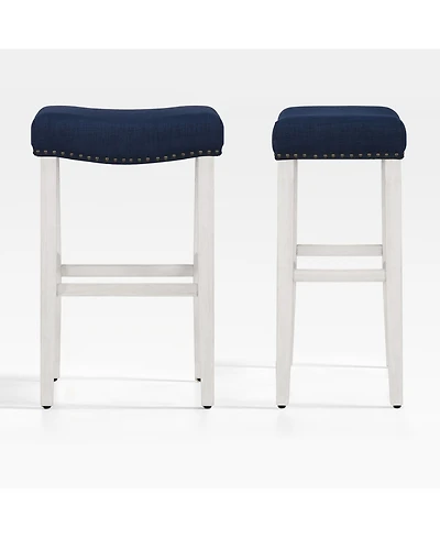 WestinTrends 29" Upholstered Saddle Seat Bar Stool (Set of 2)