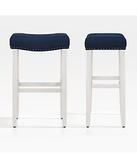 WestinTrends 29" Upholstered Saddle Seat Bar Stool (Set of 2)