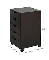 Homcom 5 Drawer Filing Cabinet Home Office Mobile Storage Organizer Brown