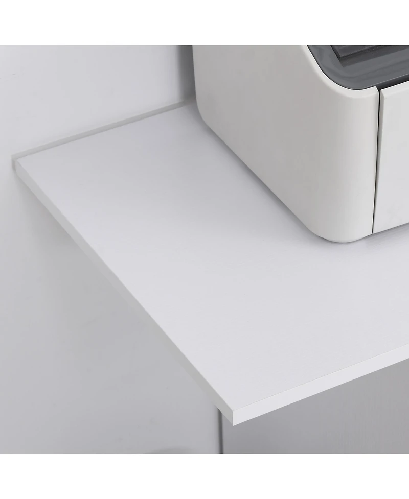 Vinsetto Wood Side Table Storage Organizer with Drawer Cpu Stand & Wheels White