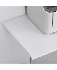 Vinsetto Wood Side Table Storage Organizer with Drawer Cpu Stand & Wheels White