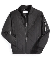 Calvin Klein Men's Quilted Baseball Jacket with Rib-Knit Trim