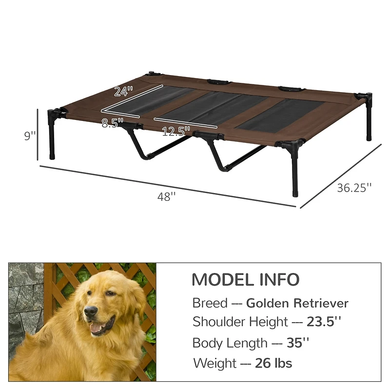 PawHut XLarge 48" Dog Pet Elevated Raised Bed Puppy Cot Oxford Outdoor Indoor