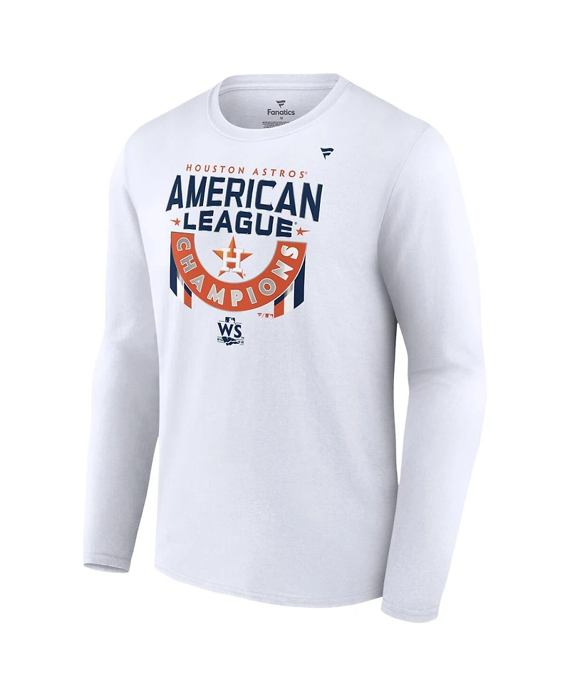 Men's Fanatics White Houston Astros 2022 American League Champions Locker Room Long Sleeve T-shirt