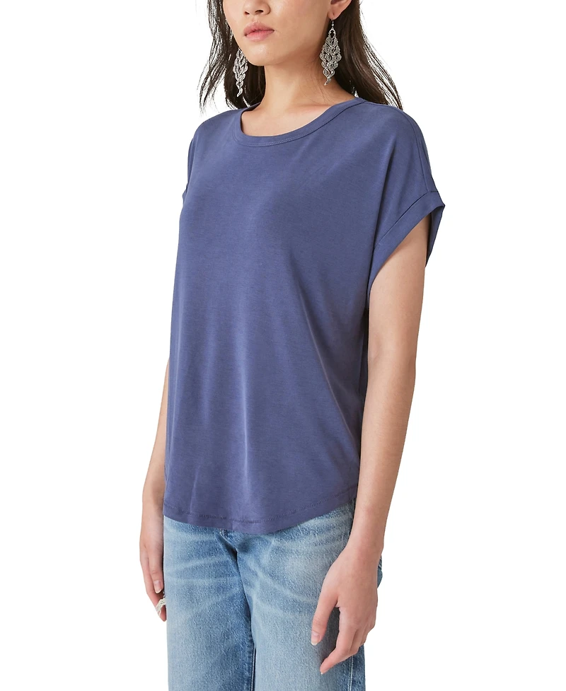 Lucky Brand Women's Short Sleeve Sandwash Dolman Tee