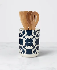 kate spade new york Elegant Geo Utensil Crock with Wood Utensils Set