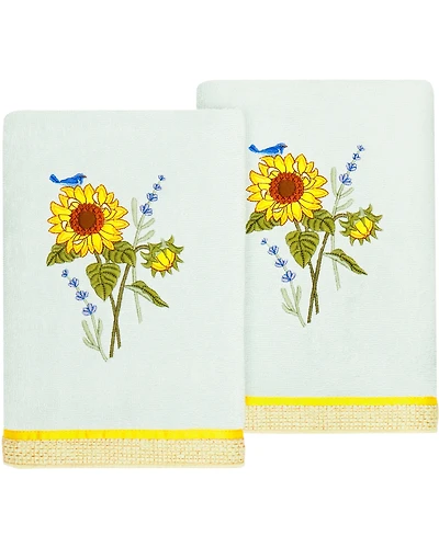 Linum Home Turkish Cotton Girasol Embellished 2-Pc. Hand Towel Set