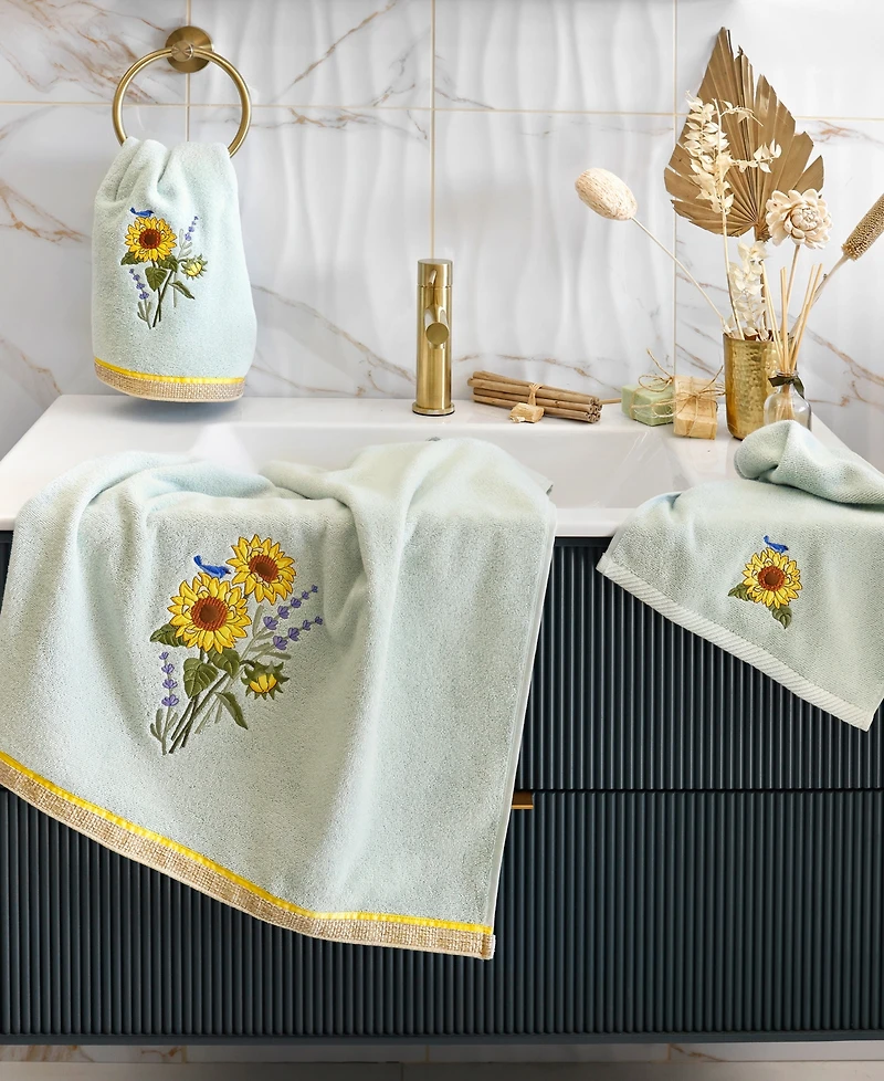 Linum Home Turkish Cotton Girasol Embellished 2-Pc. Hand Towel Set