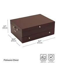 Wallace Dark Walnut Lined Drawer Stainless-Steel Flatware 15in Chest