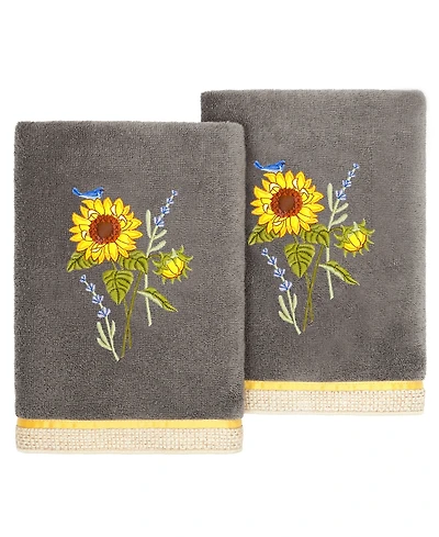 Linum Home Turkish Cotton Girasol Embellished 2-Pc. Hand Towel Set