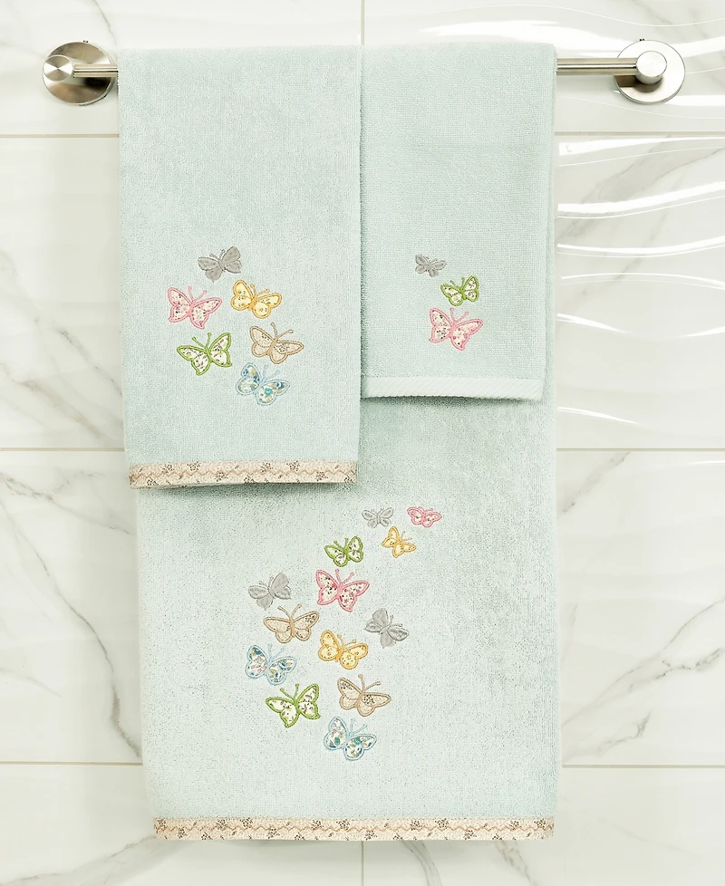 Linum Home Turkish Cotton Mariposa Embellished 2-Pc. Hand Towel Set