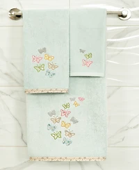 Linum Home Turkish Cotton Mariposa Embellished 2-Pc. Hand Towel Set