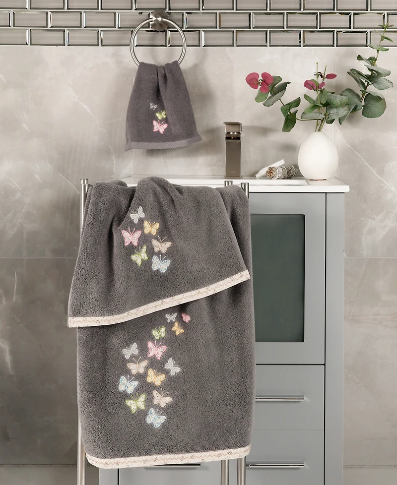 Linum Home Turkish Cotton Mariposa Embellished 2-Pc. Hand Towel Set