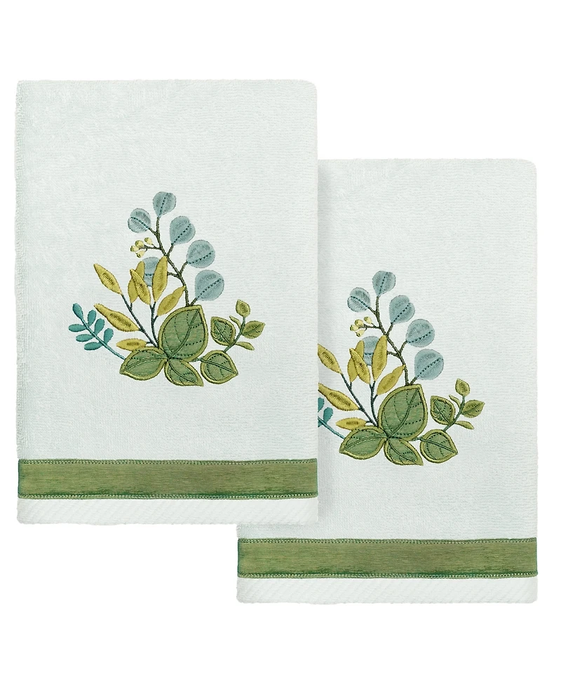 Linum Home Turkish Cotton Botanica Embellished 2-Pc. Hand Towel Set