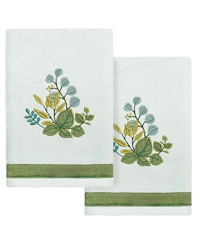Linum Home Turkish Cotton Botanica Embellished 2-Pc. Hand Towel Set