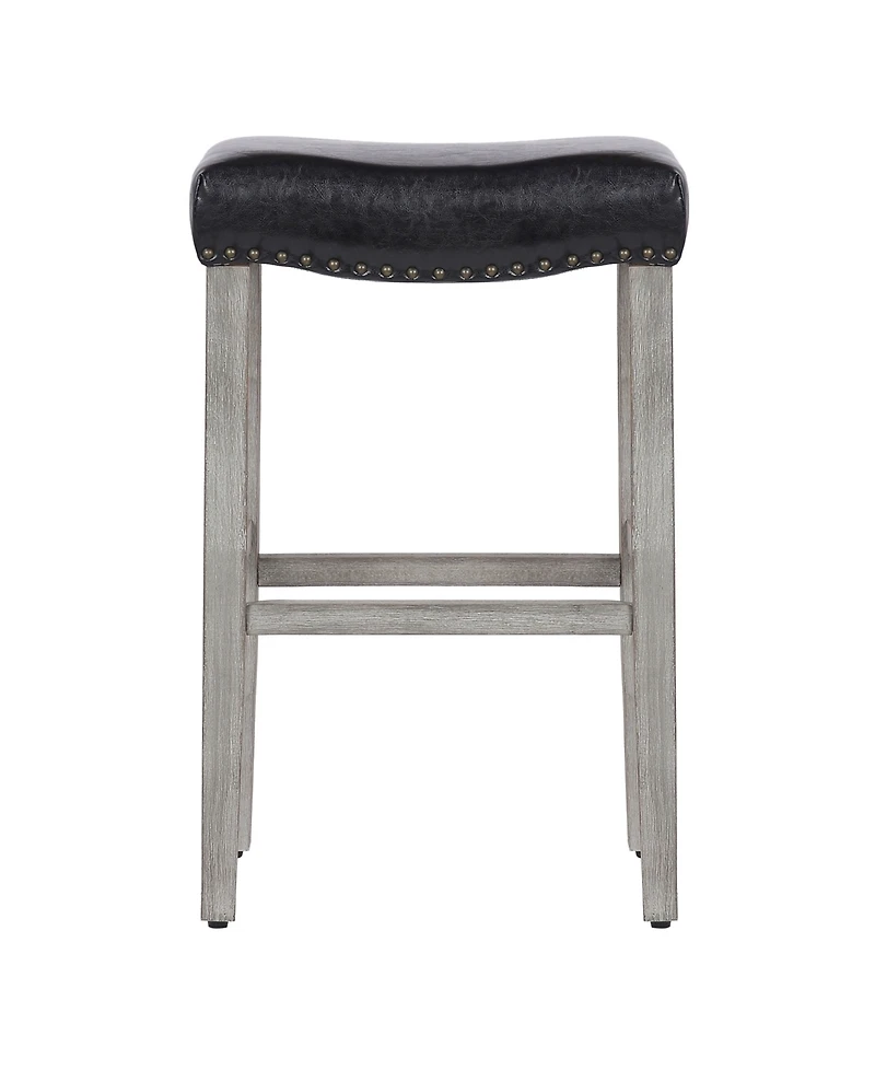29" Upholstered Saddle Seat Faux Leather Bar Stool
