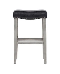 29" Upholstered Saddle Seat Faux Leather Bar Stool