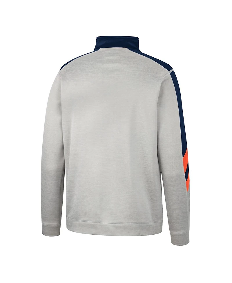 Men's Colosseum Gray and Navy Auburn Tigers Bushwood Fleece Quarter-Zip Jacket