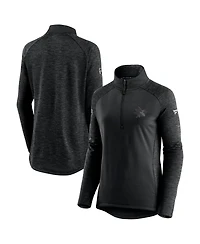 Women's Fanatics Black, Heathered Charcoal San Jose Sharks Authentic Pro Travel and Training Raglan Quarter-Zip Jacket