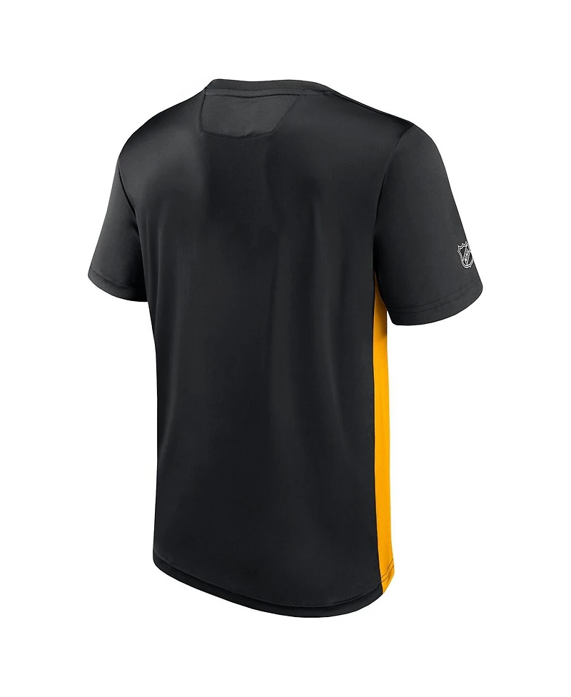 Men's Fanatics Black, Gold Pittsburgh Penguins Authentic Pro Rink Tech T-shirt