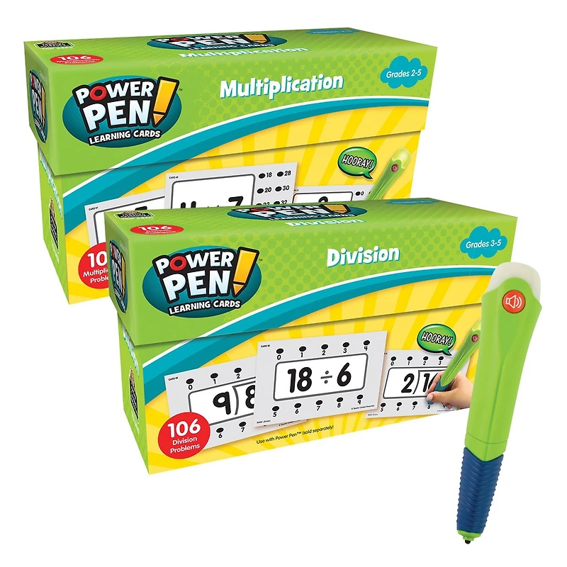 Kaplan Early Learning Teacher Created Resources Power Pen Learning Math Quiz Cards - Multiplication, Division & Pen