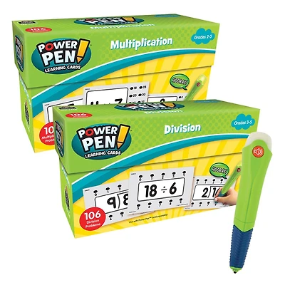 Kaplan Early Learning Teacher Created Resources Power Pen Learning Math Quiz Cards - Multiplication, Division & Pen