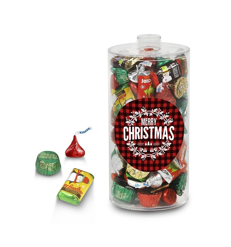 Just Candy Christmas Gift Tin with Hershey's Holiday Chocolate Candy Mix