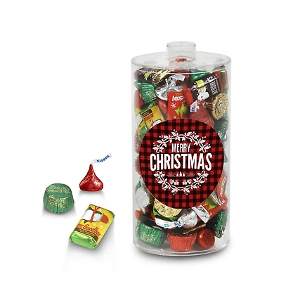 Just Candy Christmas Gift Tin with Hershey's Holiday Chocolate Candy Mix