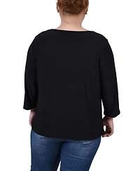 Ny Collection Plus 3/4 Sleeve Cutout Top