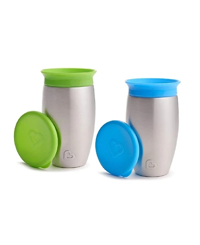 Munchkin Toddler Miracle Stainless Steel 360 Sippy Cup, 10 oz, 2 Pack