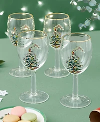 Spode Christmas Tree Wine Glasses, Set of 4