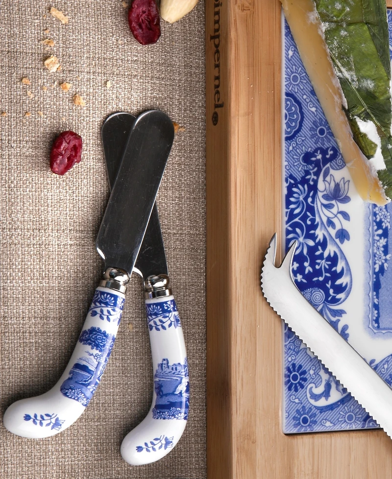 Spode Blue Italian Cheese Knife & Set of 6 Spreaders