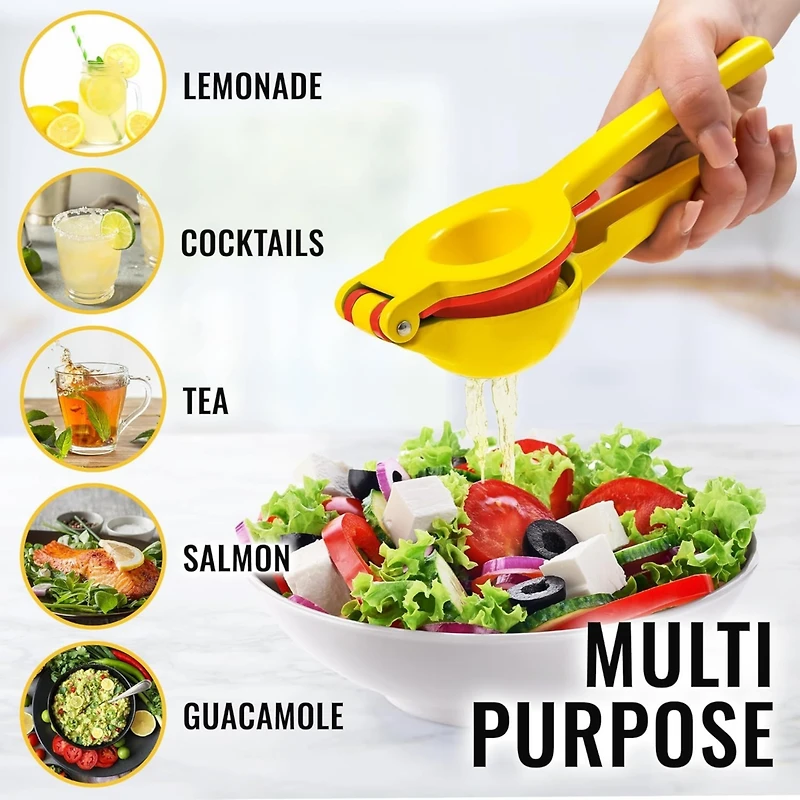 Metal 2-In-1 Lemon Squeezer Manual - Sturdy, Max Extraction Hand Juicer Gets Every Last Drop