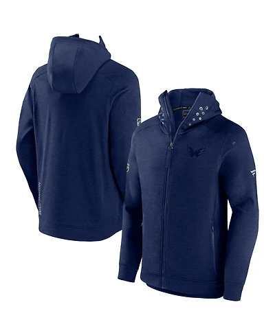 Men's Fanatics Heather Navy Washington Capitals Authentic Pro Road Tech Full-Zip Hoodie Jacket