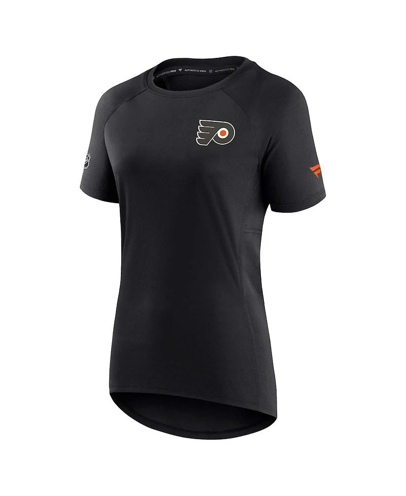 Women's Fanatics Black Philadelphia Flyers Authentic Pro Rink Raglan Tech T-shirt