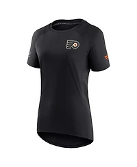 Women's Fanatics Black Philadelphia Flyers Authentic Pro Rink Raglan Tech T-shirt