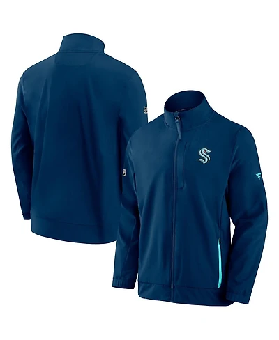 Men's Fanatics Deep Sea Blue Seattle Kraken Authentic Pro Rink Coaches Full-Zip Jacket