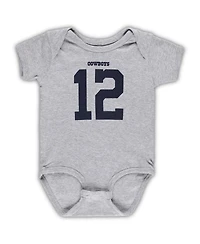Infant Boys and Girls Mitchell & Ness Roger Staubach Heathered Gray Dallas Cowboys Mainliner Retired Player Name Number Bodysuit
