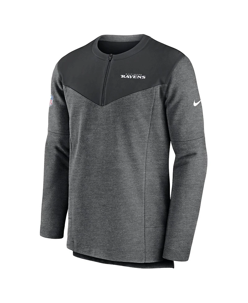 Men's Nike Charcoal Baltimore Ravens Sideline Lockup Performance Quarter-zip Jacket