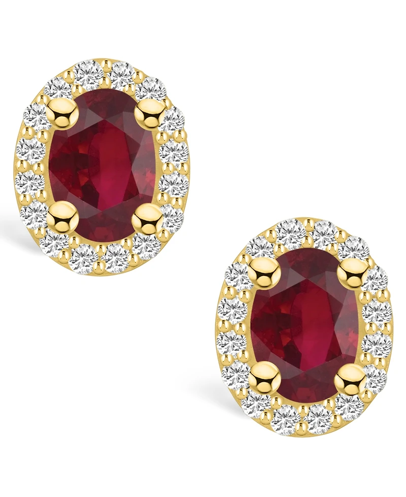 Macy's Ruby (1-1/5 Ct. t.w.) and Diamond (1/4 Halo Stud Earrings
