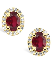 Macy's Ruby (1-1/5 Ct. t.w.) and Diamond (1/4 Halo Stud Earrings