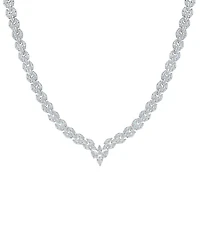 Macy's Fine Silver Plated Cubic Zirconia Marquise V Necklace