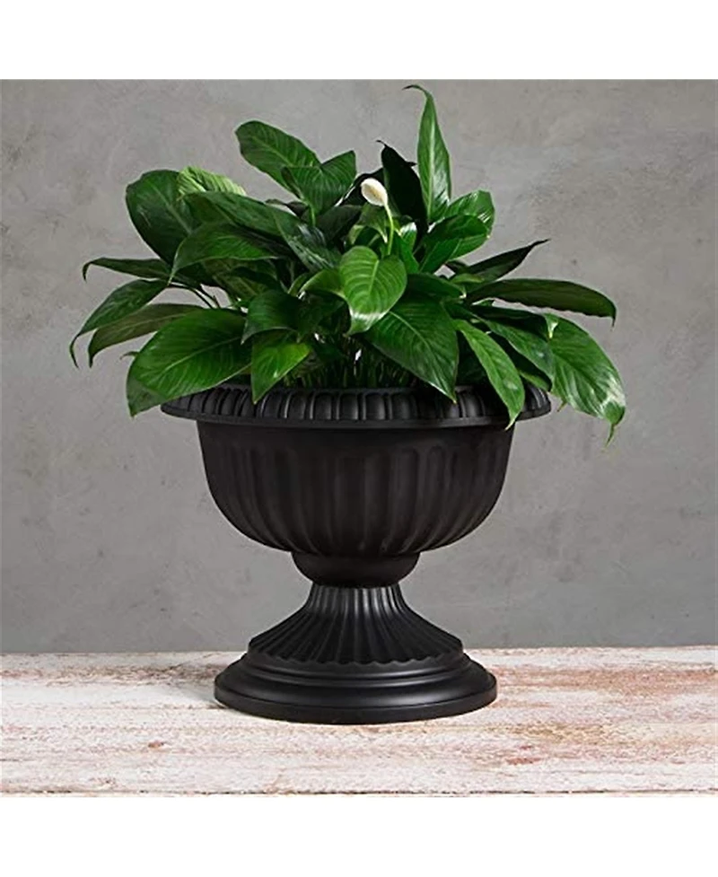 Novelty Outdoor Grecian Urn, Planter/Flower Pot, Plastic, Black, 18"