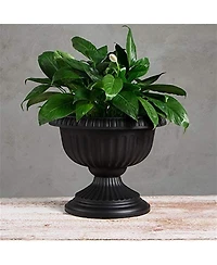Novelty Outdoor Grecian Urn, Planter/Flower Pot, Plastic, Black, 18"
