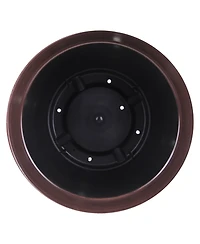 Garden Elements Glazed Brushed Happy Large Plastic Planter Dark 15 Inch