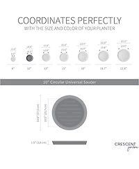Crescent Garden Univ Round Saucer for Potted Plants, Caviar Black