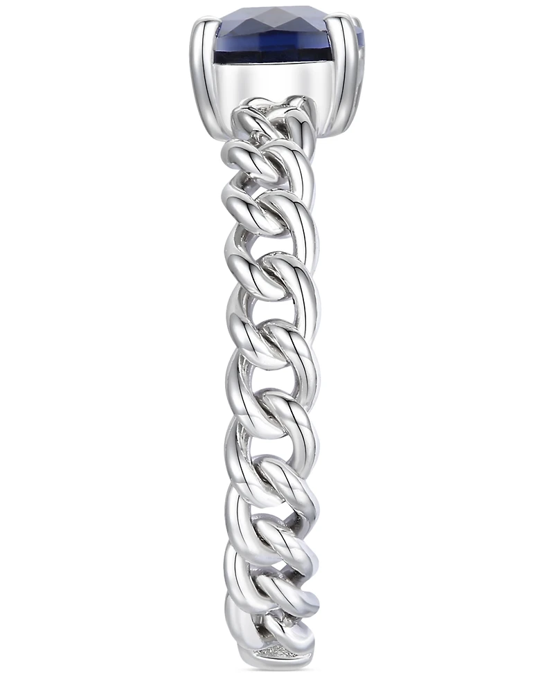 Amethyst Solitaire Chain Link Ring (7/8 ct. t.w.) in 14k Rose Gold-Plated Sterling Silver (Also in Blue Topaz, Emerald, Sapphire and Ruby)